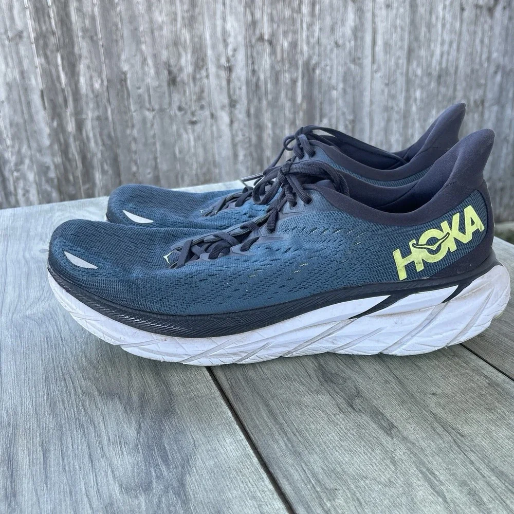 Hoka Clifton 8 Running Shoes Men 11 2E Wide Blue  Sneakers Training 1121374‎